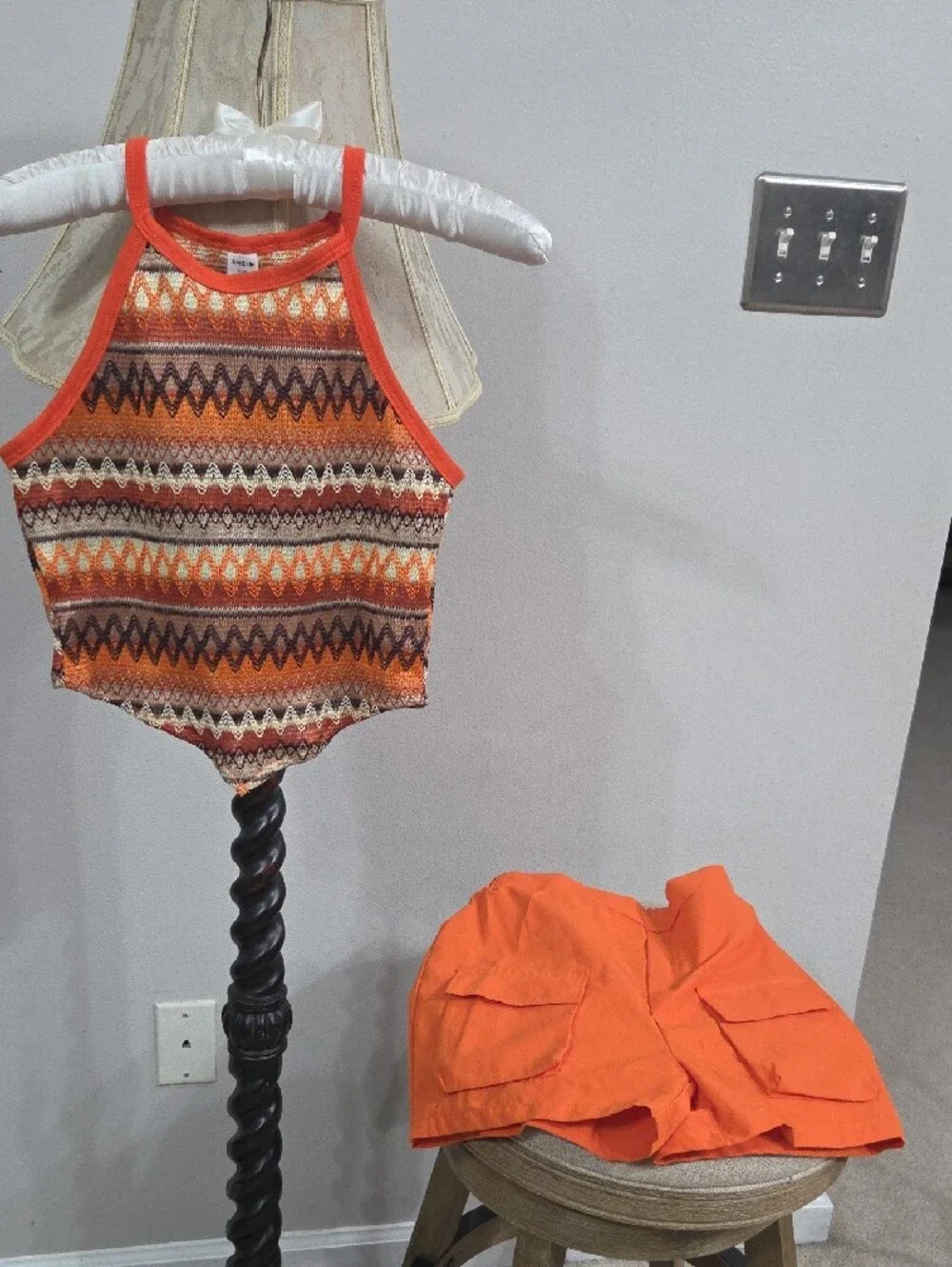 SHEIN Orange & Multicolor Zigzag Kids Matching Set - Picture 5 of 7